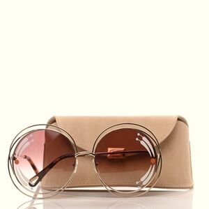 CHLOE Oversize Round Carlina Sunglasses Gold Gradient Burgundy